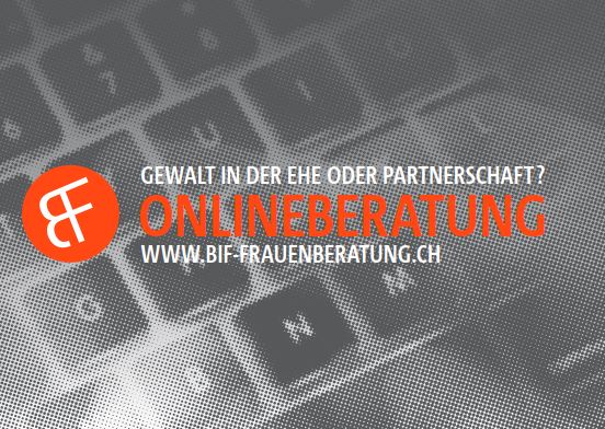 Flyer mit Infos zur Onlineberatung der BIF Beratungsstelle für Frauen gegen Gewalt in Ehe und Partnerschaft